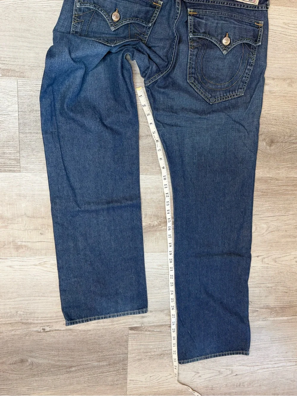 True Religion Ricky Straight Leg Flap Pocket Jeans Mens Size 36 Waist 38-39”